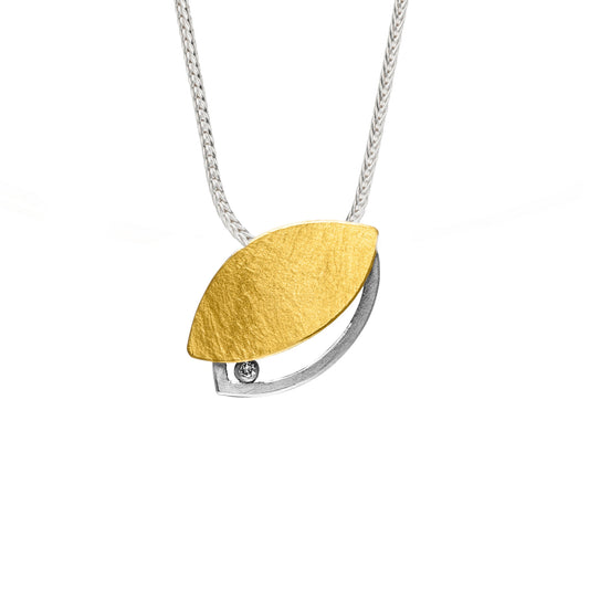 K1208 - Silver, Gold and Diamond Necklace