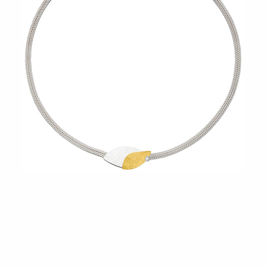 K1381 - Silver, Gold and Diamond Necklace