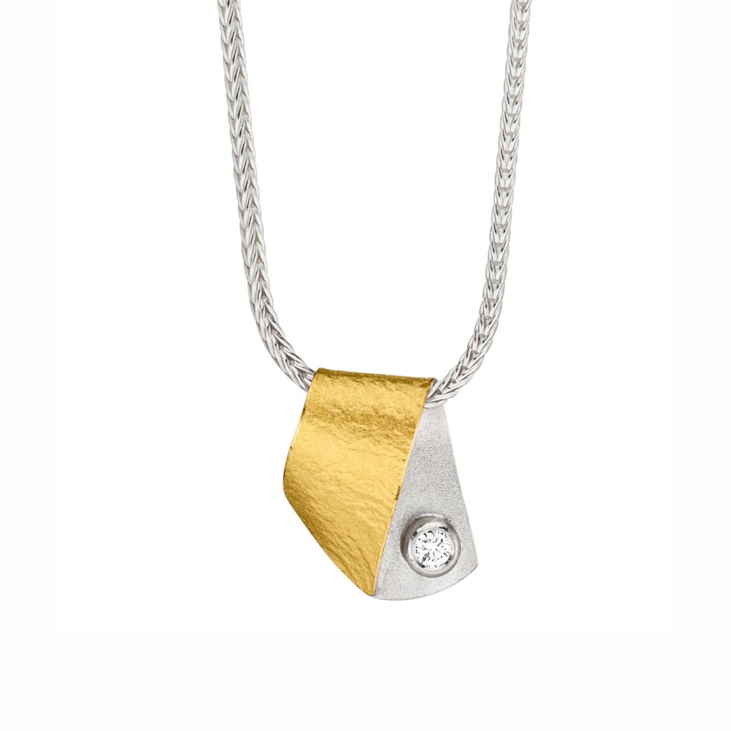K1383 - Silver, Gold and Diamond Pendant