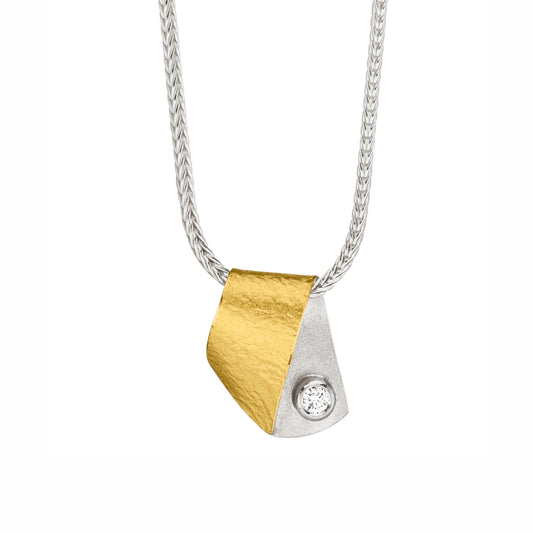K1383 - Silver, Gold and Diamond Pendant
