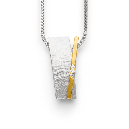 K1419 - Silver, Gold & Diamond Necklace