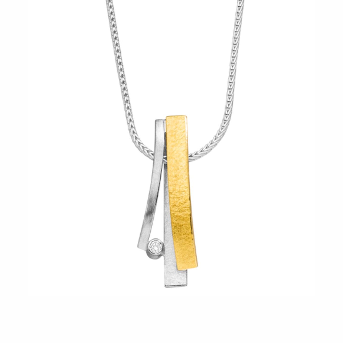 K1432 - Silver, Gold and Diamond Pendant