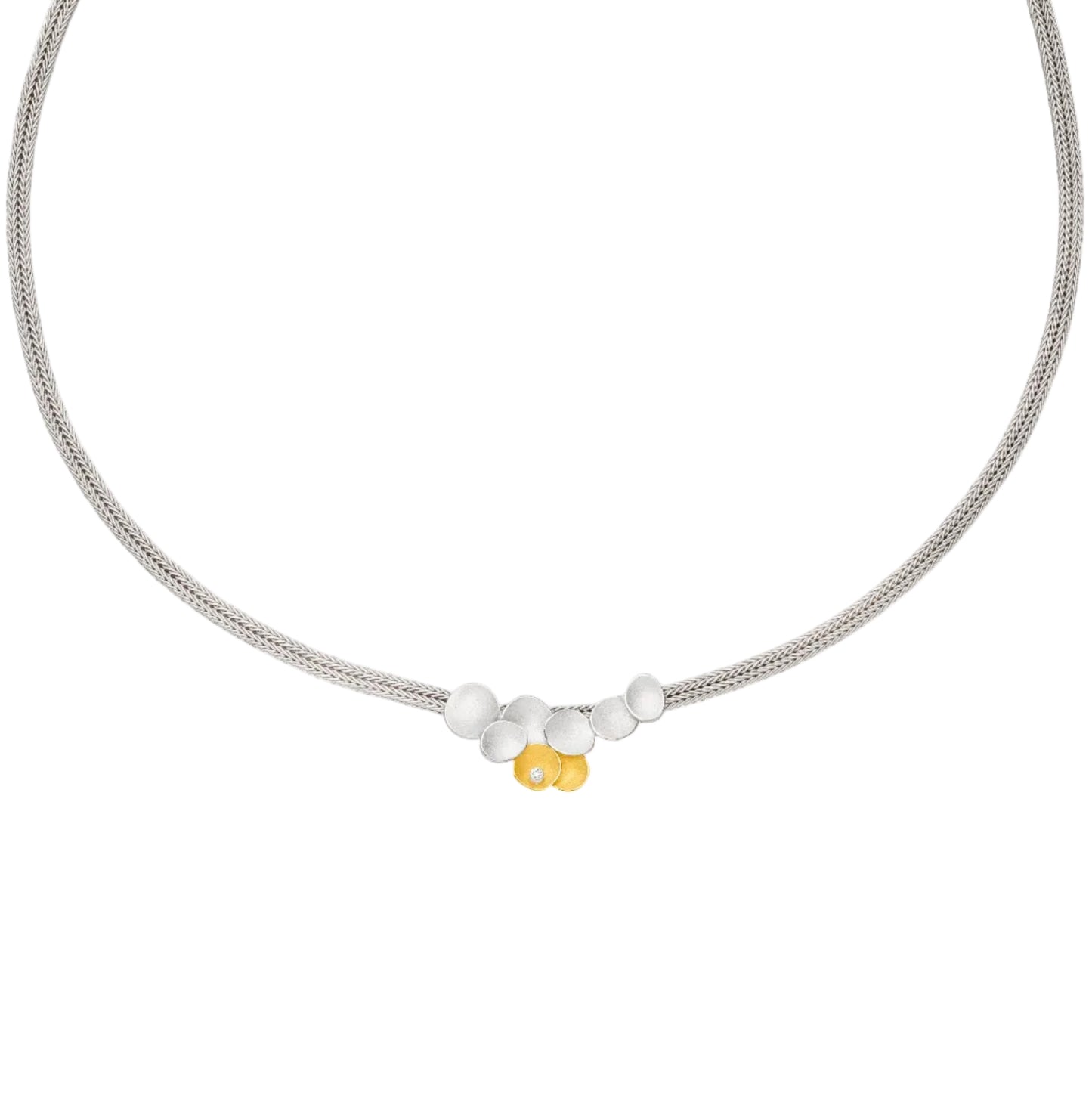 K1455 - Silver and Gold Diamond Necklace