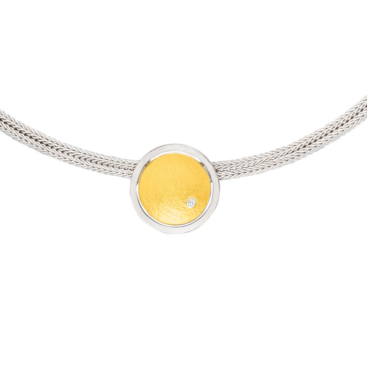 K1480 - Silver, Gold, Diamond Necklet