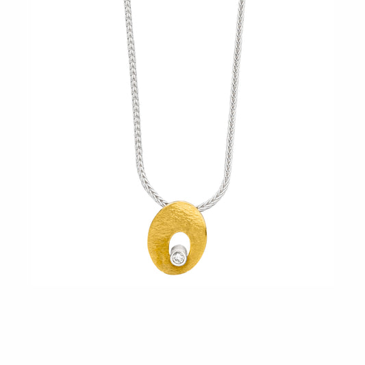 K1516 - Silver, Gold and Diamond Pendant
