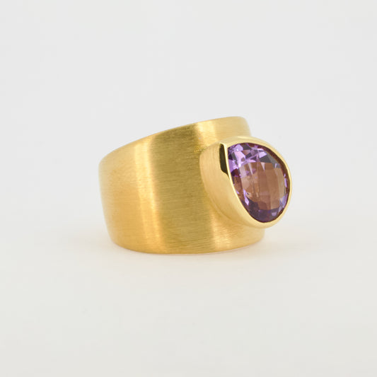 Wide Rose Cut Amethyst Ring