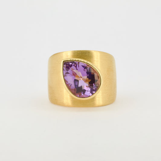 Wide Rose Cut Amethyst Ring