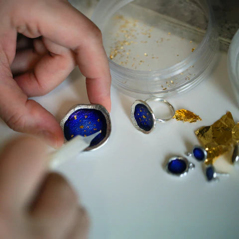 Lunar Universe Dress Necklace in Midnight Gold Enamel