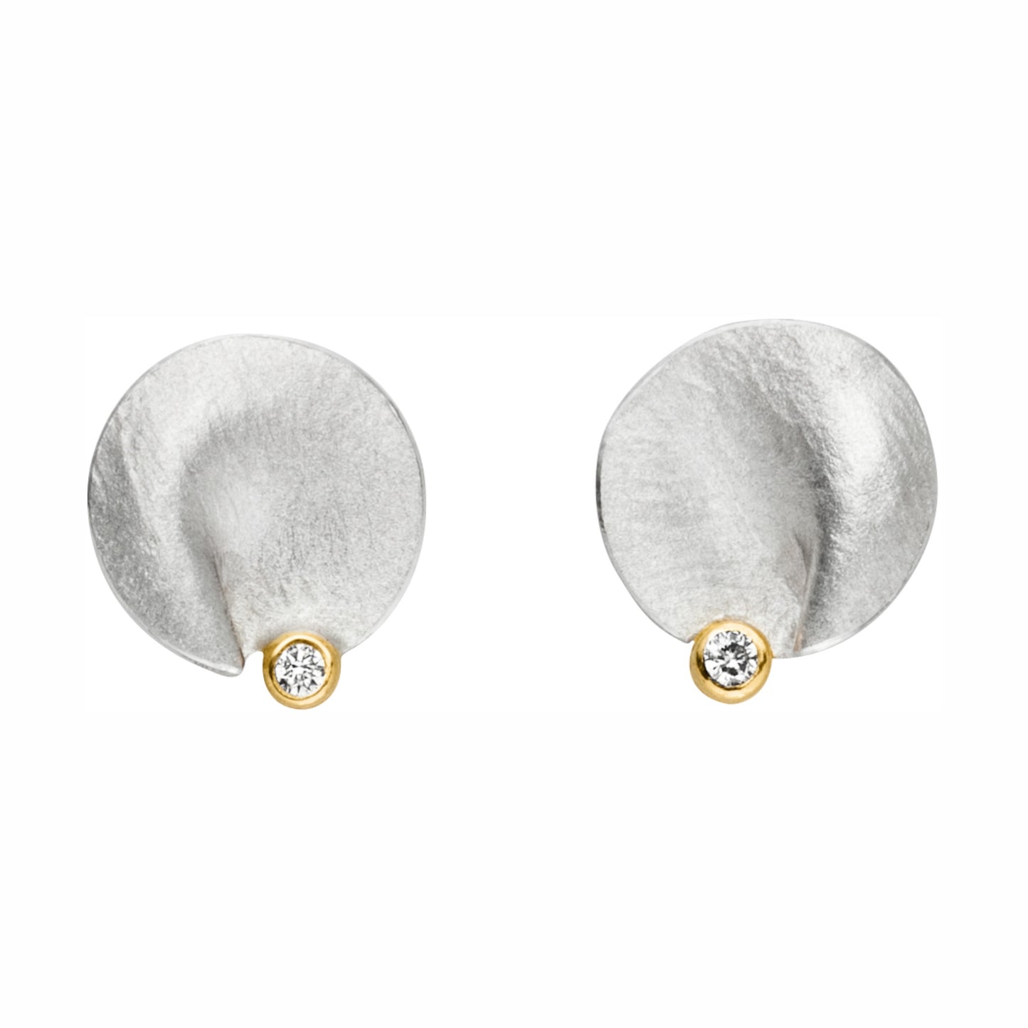O753 - Folded Silver Diamond Studs