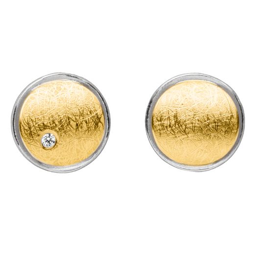 O775 - Silver Gold and Diamond Circle Studs