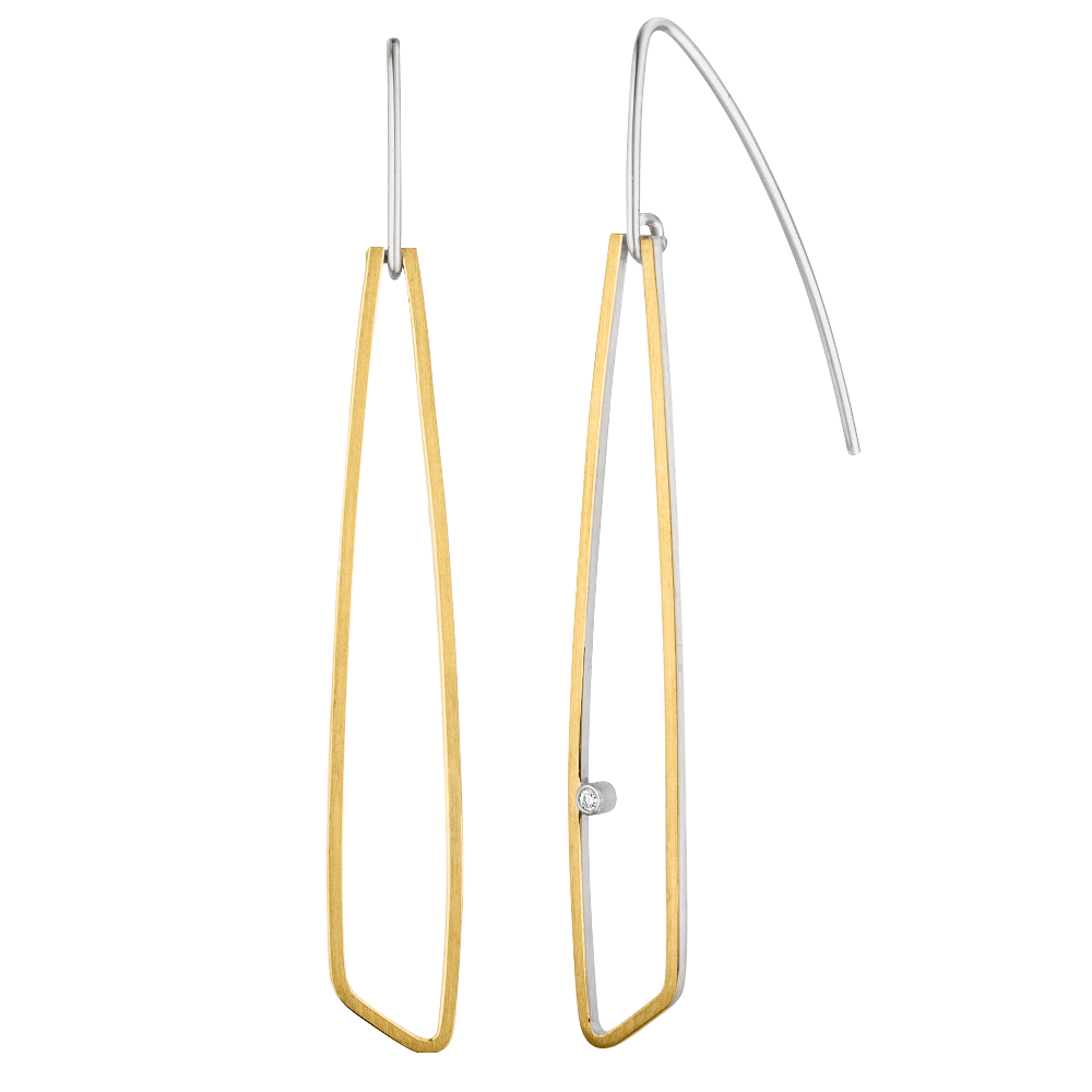 O976 - Silver, Gold & Diamond Long Drops