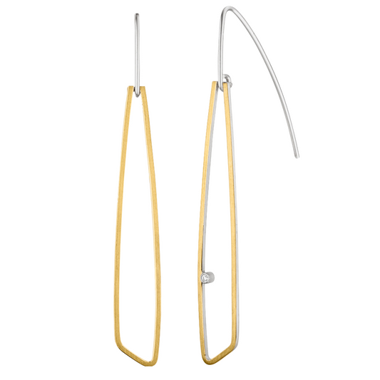 O976 - Silver, Gold & Diamond Long Drops