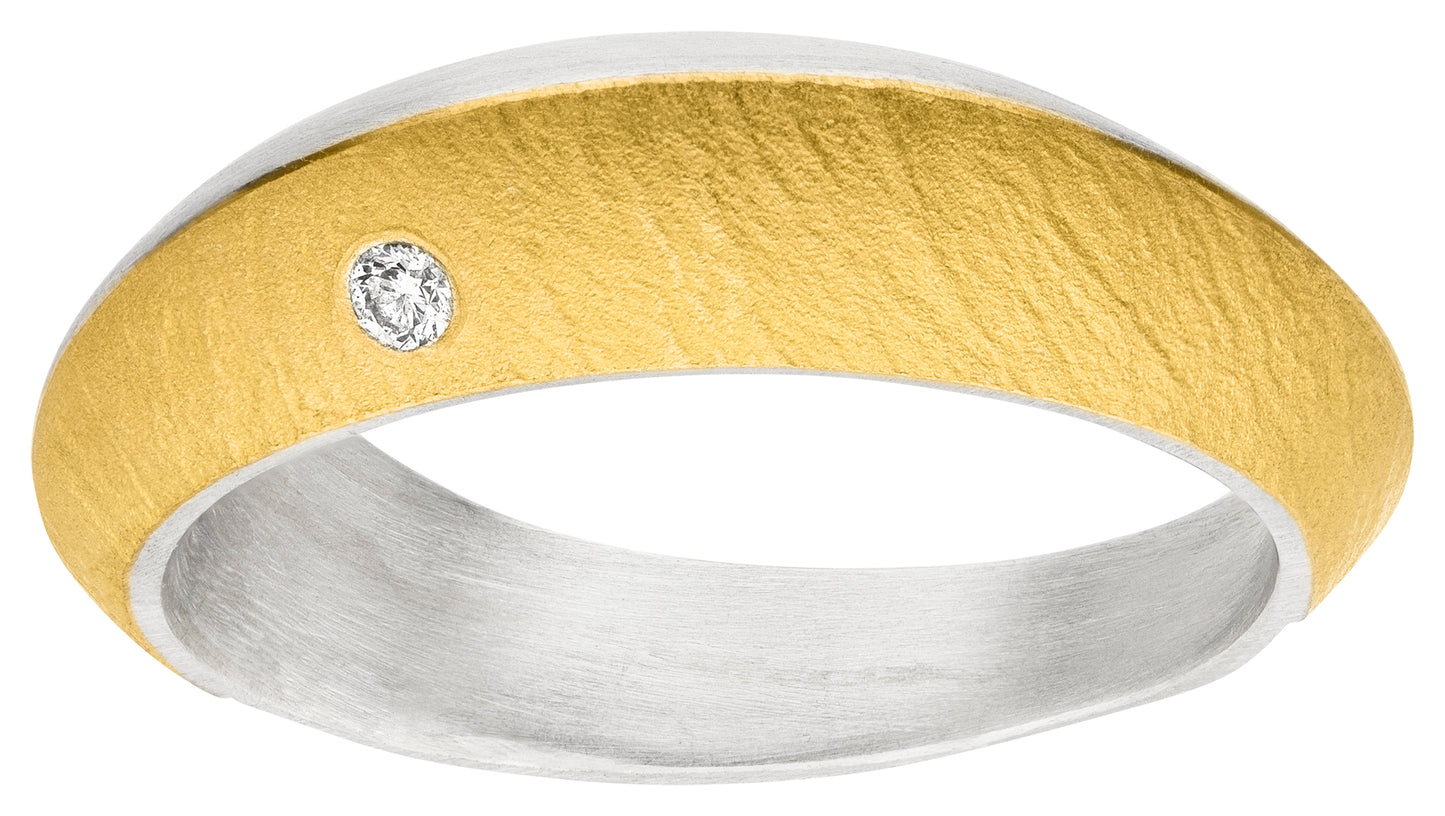 R1310 - Silver and Gold Knife Edge Diamond Ring