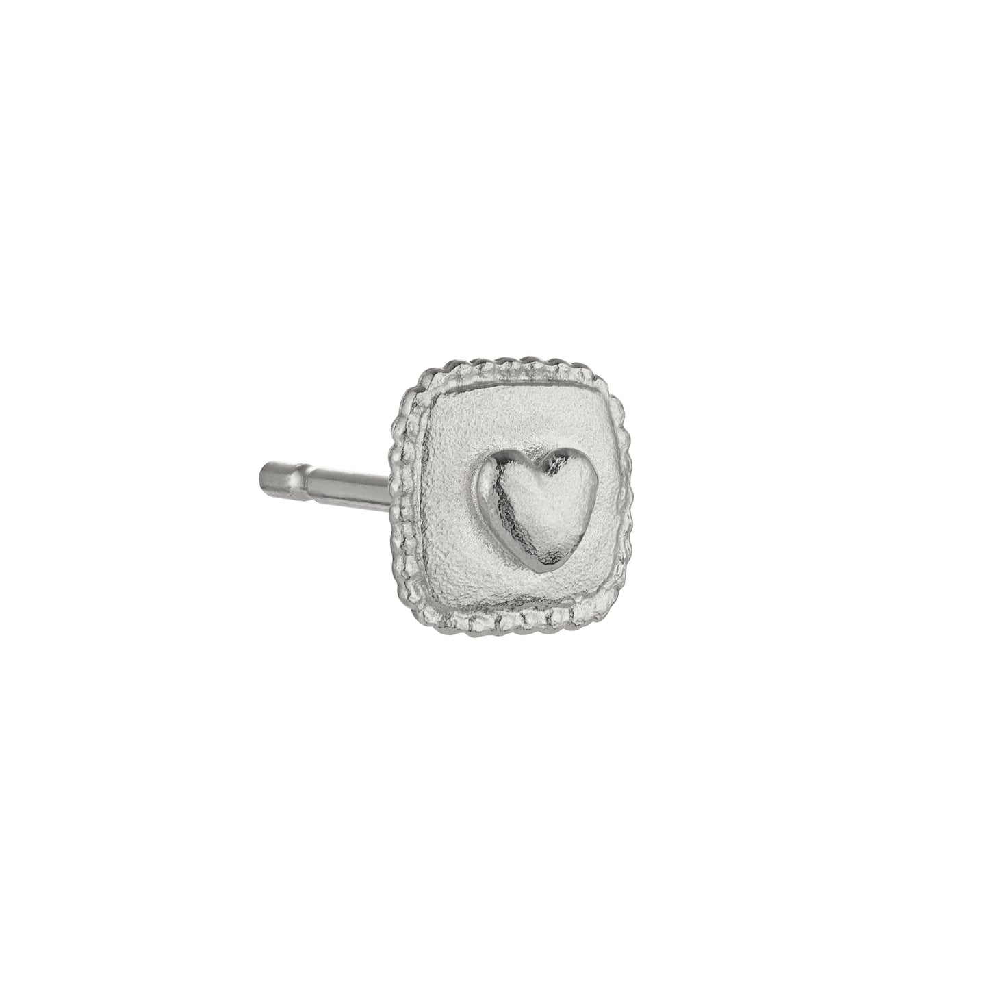 Square Ex-voto Heart Stud Earring
