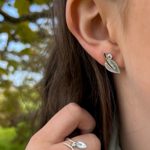 Rowan Stud Earrings in Sage Enamel