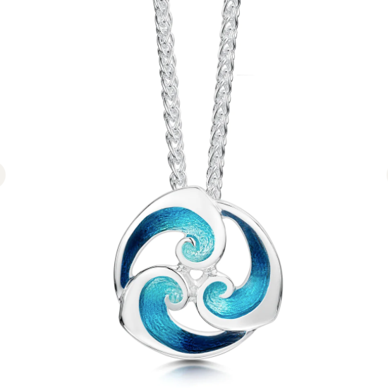 Breckon Pendant Necklace in Peacock Enamel