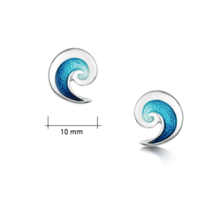Breckon Small Stud Earrings in Peacock Enamel