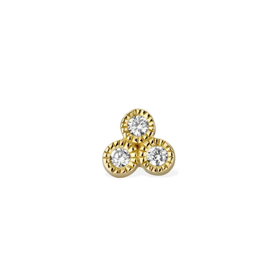 Gold and Diamond Deco Labret Stud (Single)