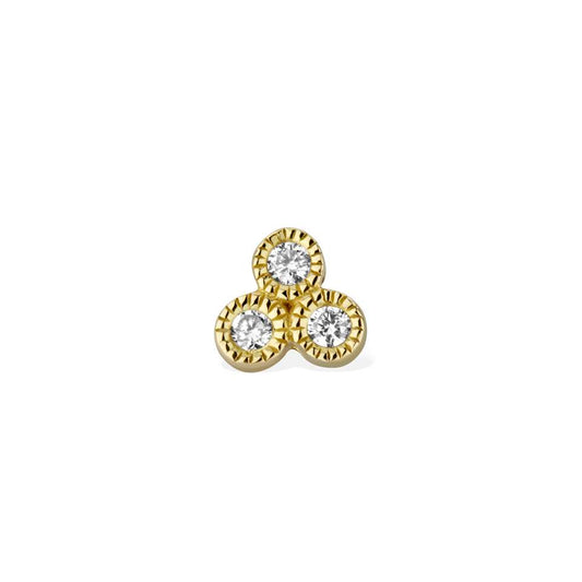 Gold and Diamond Deco Labret Stud (Single)
