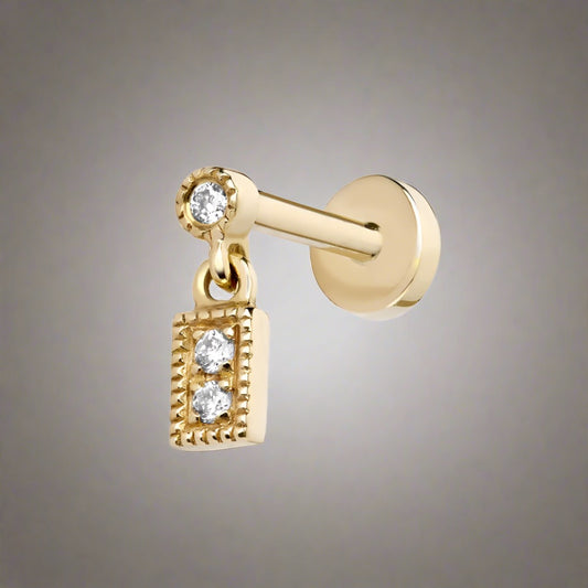 Gold and Diamond Deco Dangle Stud (Single)
