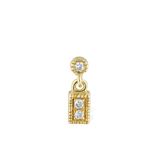 Gold and Diamond Deco Dangle Stud (Single)