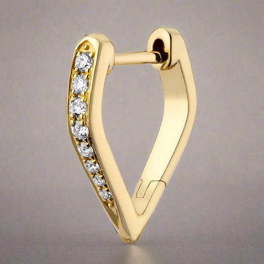 18ct Yellow Gold Diamond Boho Hoop (Single)