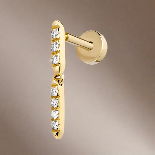 Gold and Diamond Boho Labret Dangle Stud (Single)