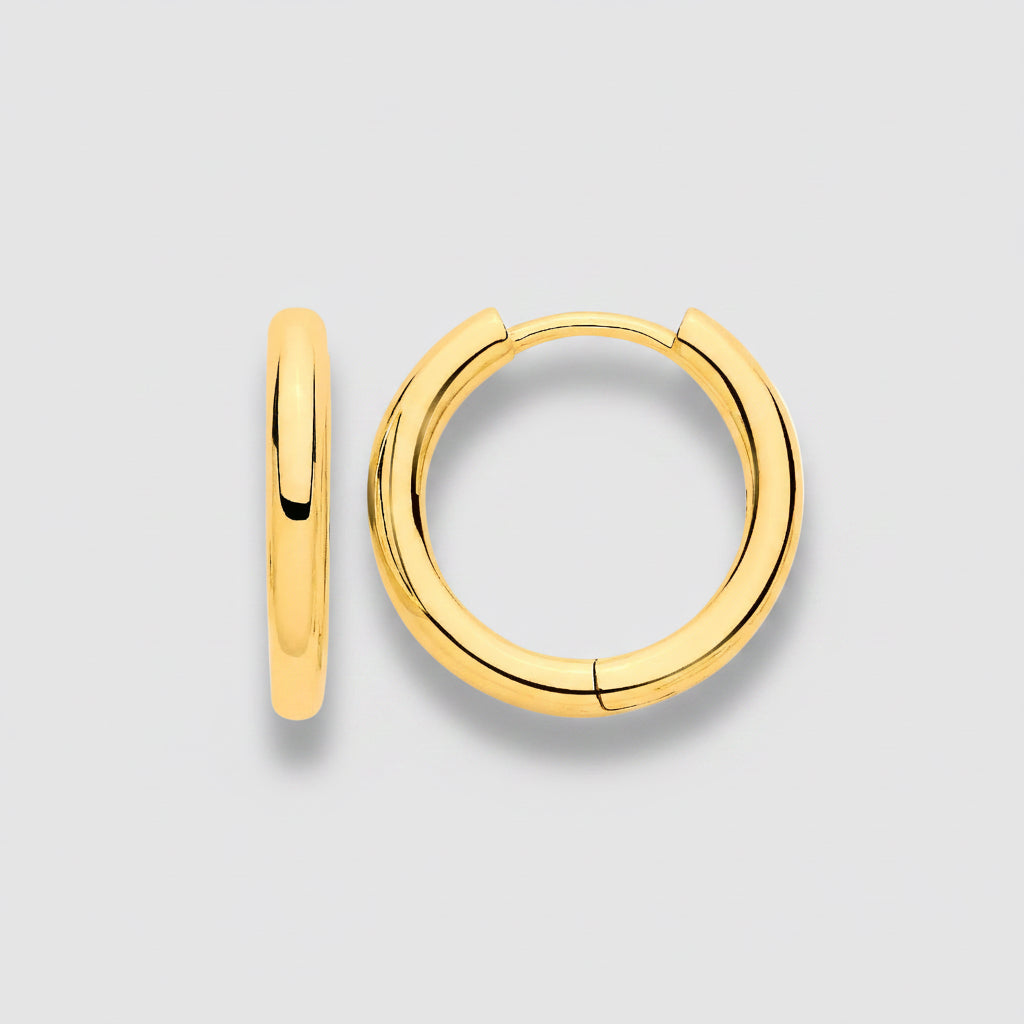 Gold Plated 16mm-18mm Round Huggie Hoop Earrings