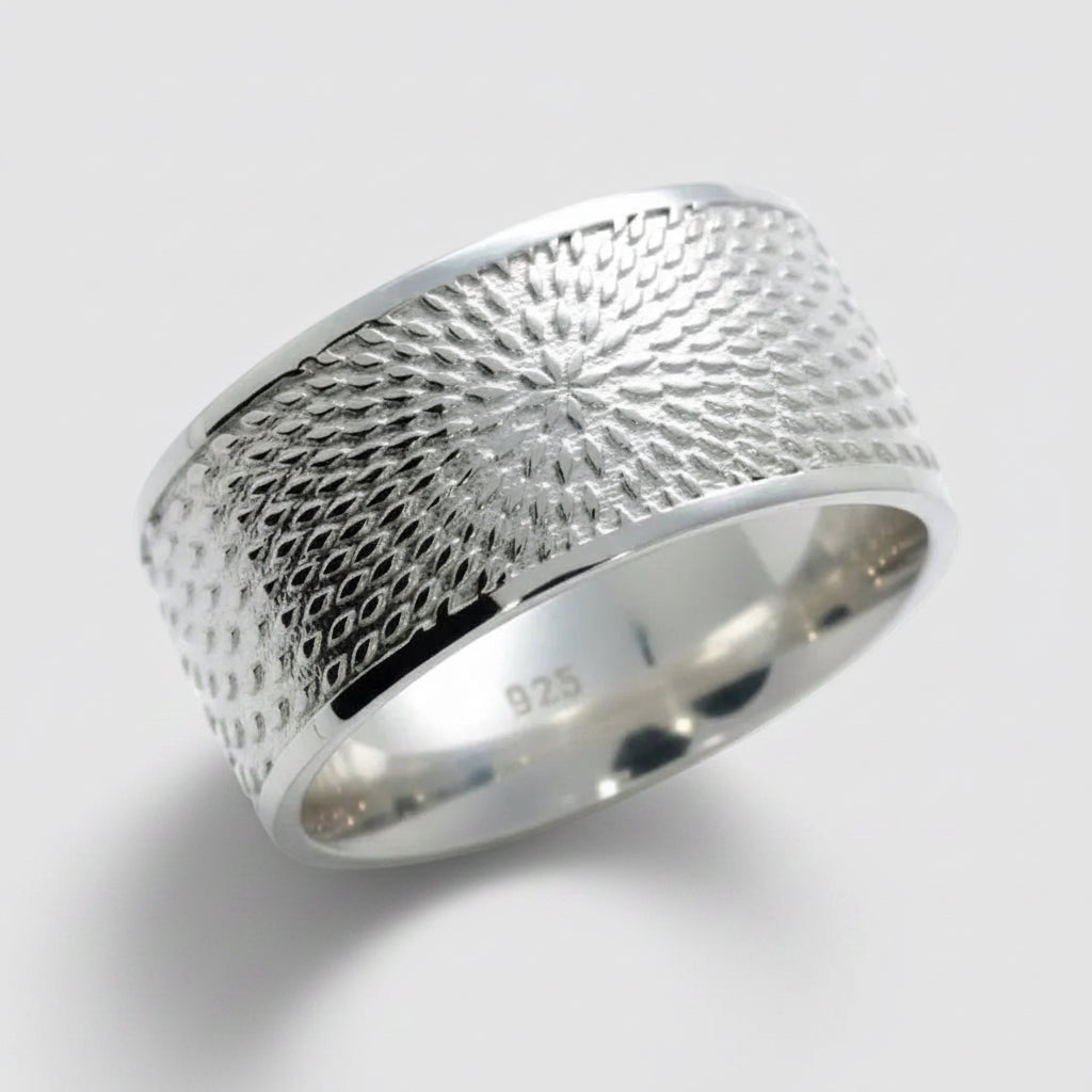 Illusion Ring - 10mm Wide Silver Band