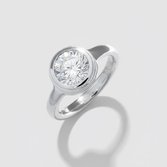 White Topaz Ring Wood Textured Setting