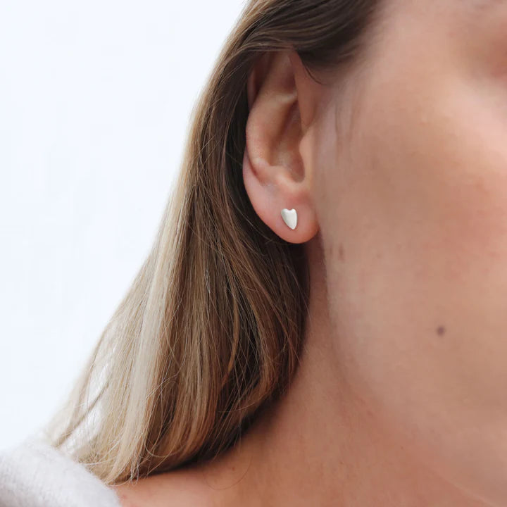 Silver Heart Ear Studs