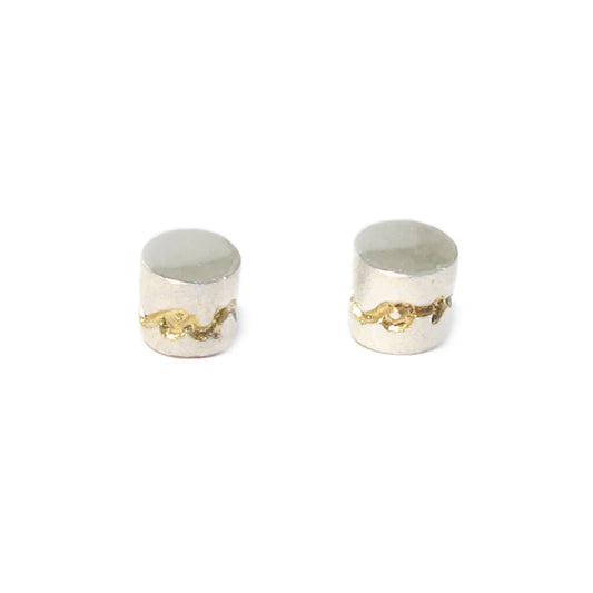 Tiny 'and on' silver ear studs