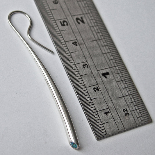 Long Silver Wiggly Drop Earrings