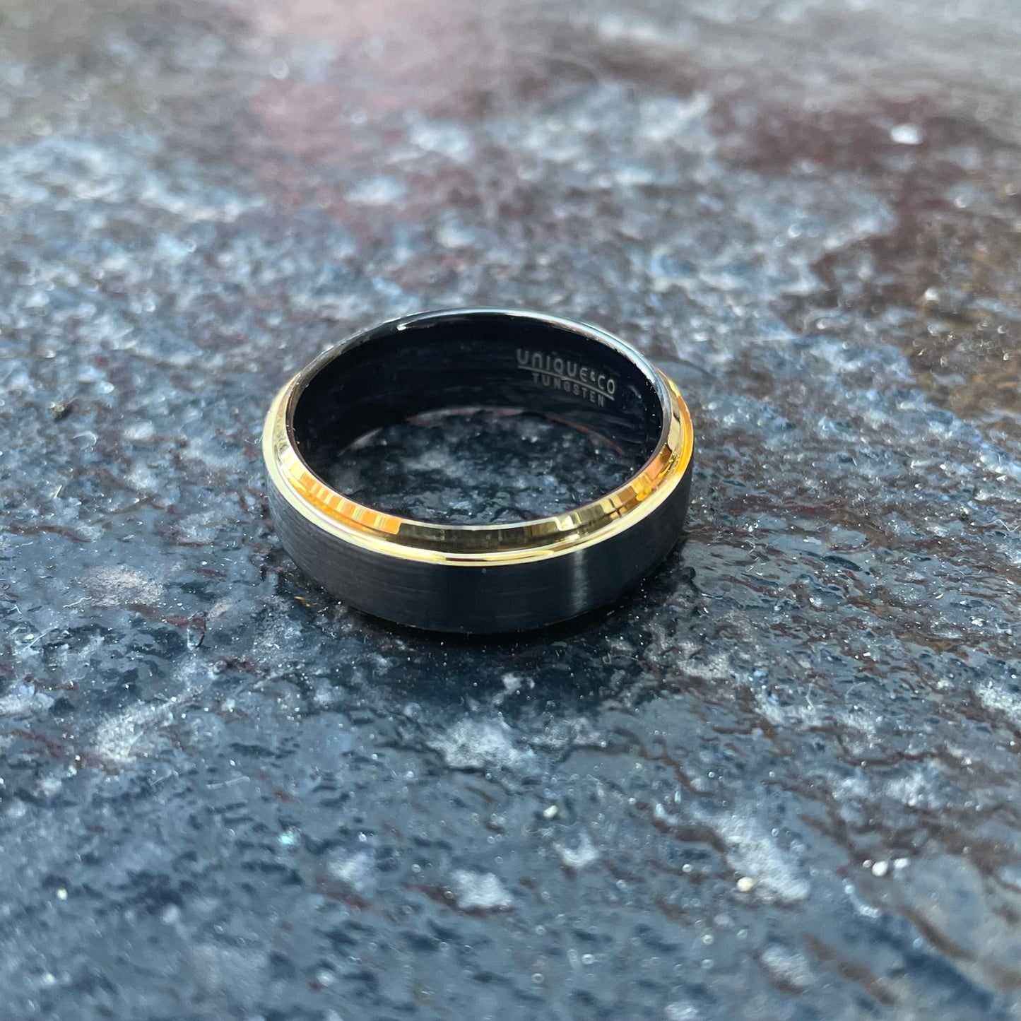 Tungsten Back & Yellow Ring
