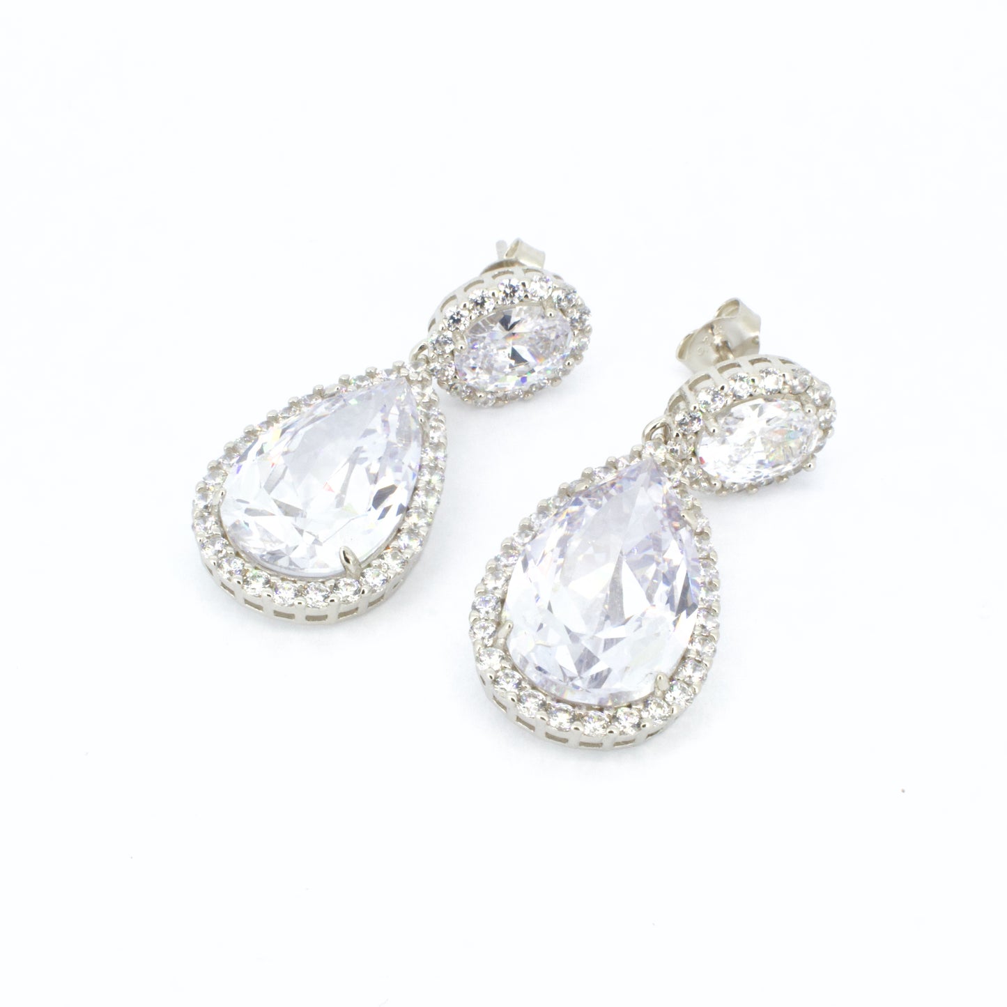 Pear Cut CZ Drop Earrings