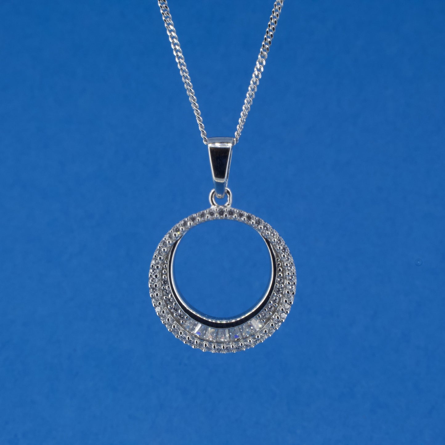 Silver and CZ Circle Pendant