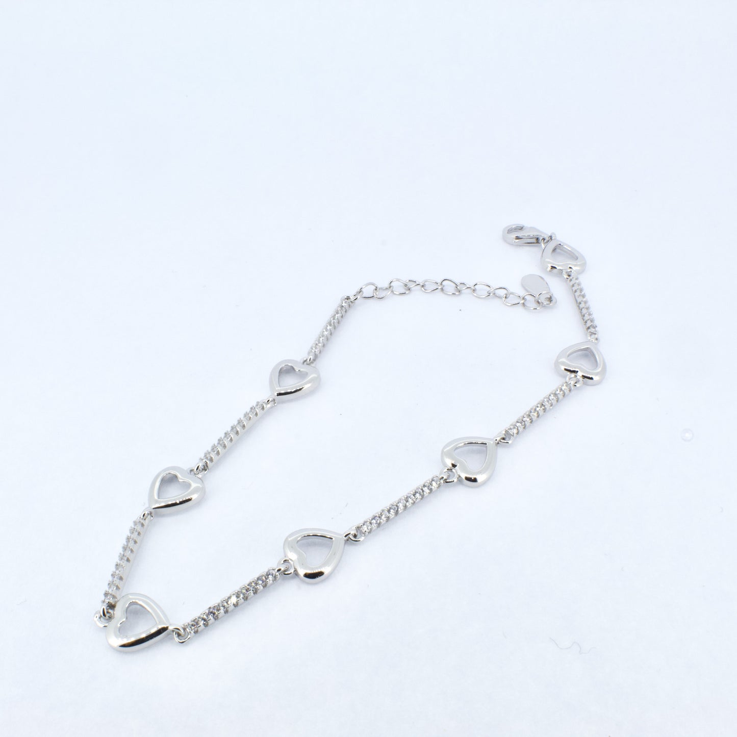 Silver CZ Heart Bracelet