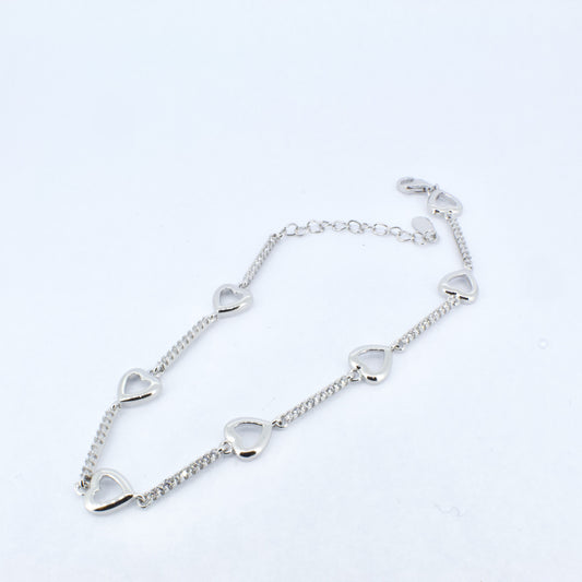 Silver CZ Heart Bracelet