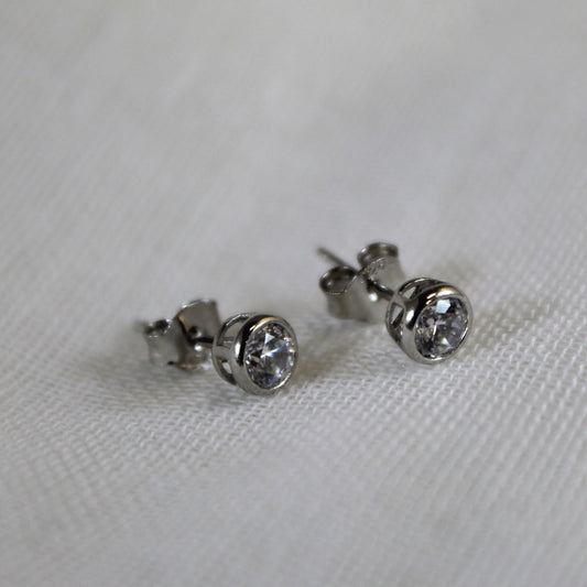 Bezel Set CZ Studs