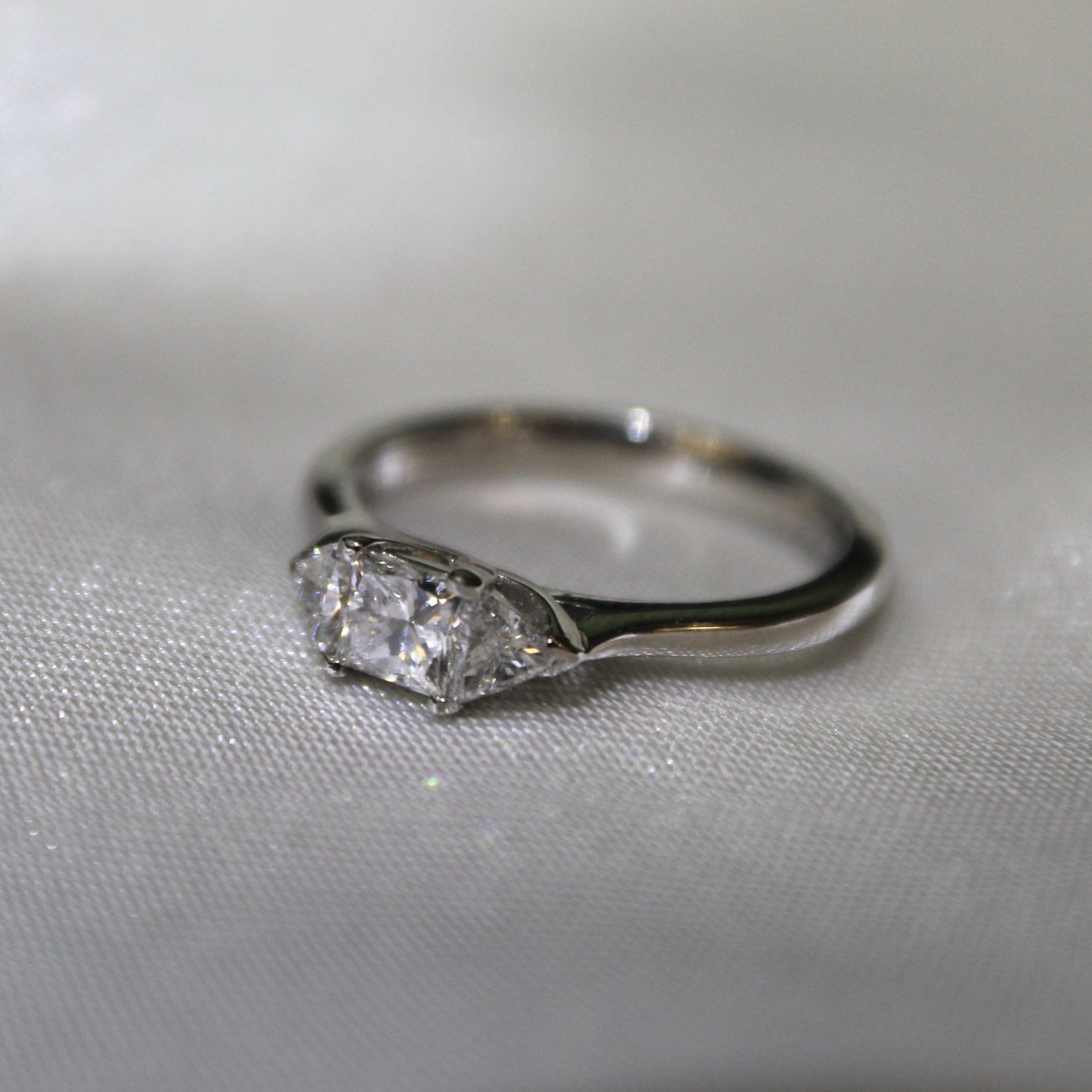 Princess & Trillion Three Stone Diamond Ring