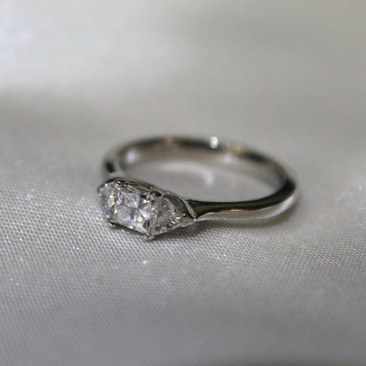 Princess & Trillion Three Stone Diamond Ring