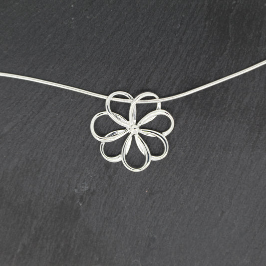 Sterling Silver Rose Flower Pendant