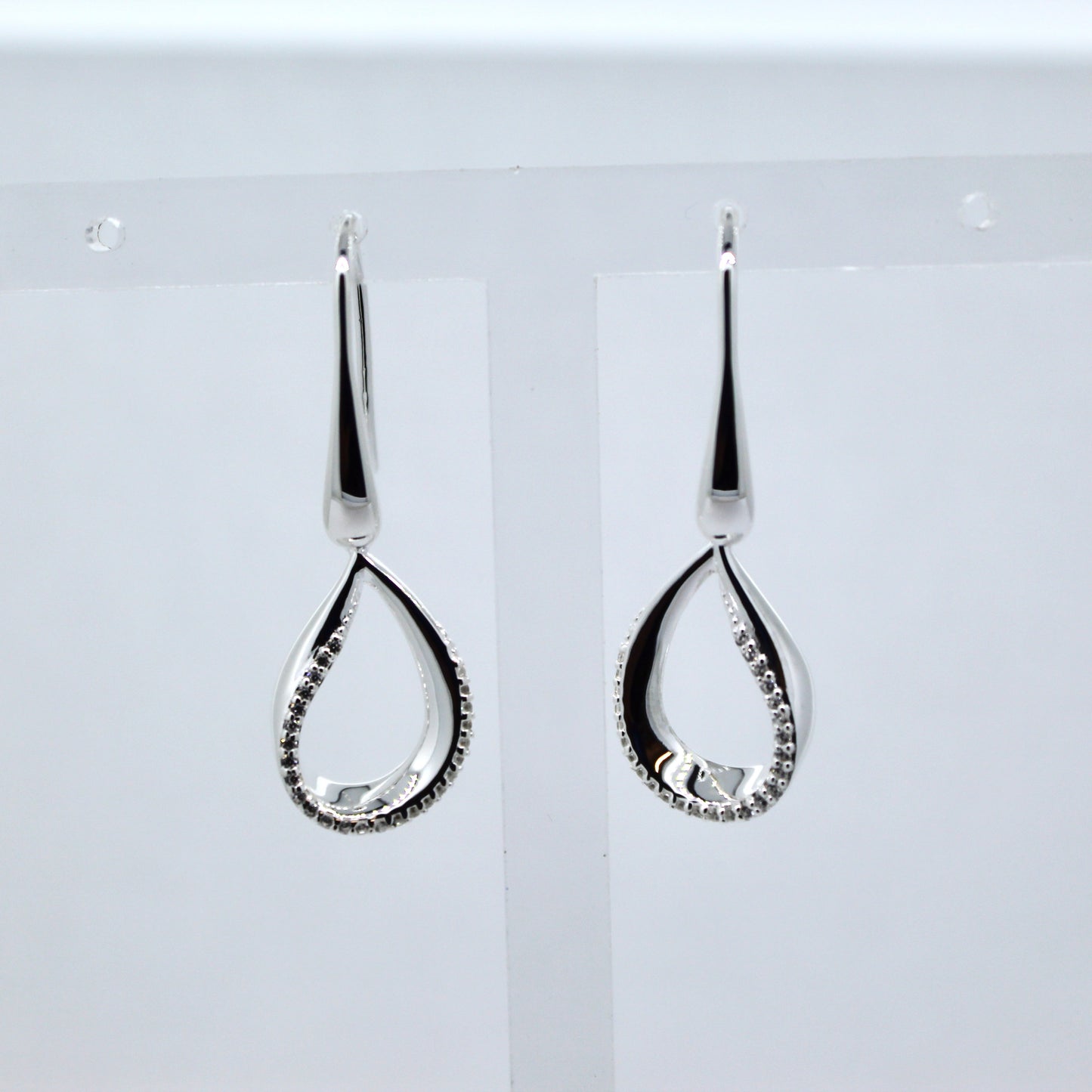 Silver Drop Earrings with CZ