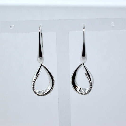 Silver Drop Earrings with CZ
