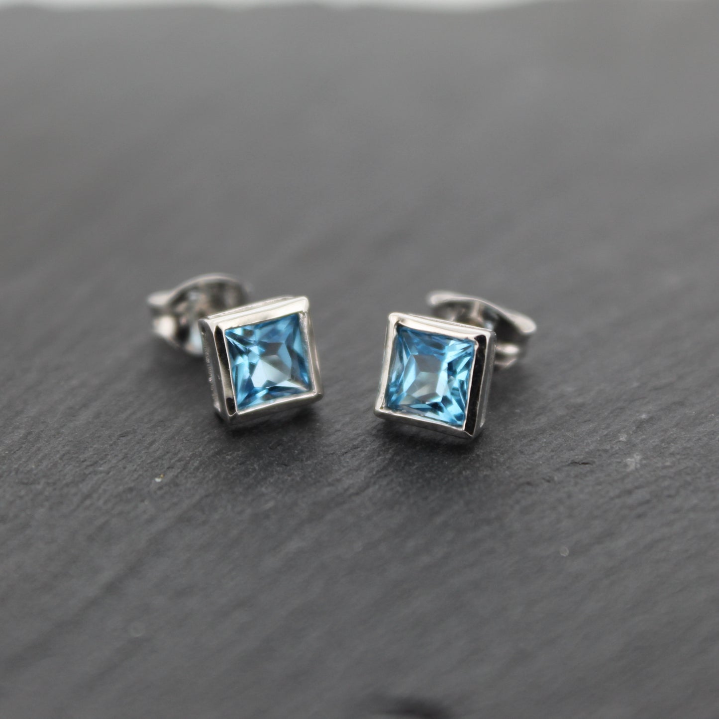 Blue & Gold Topaz Square Studs
