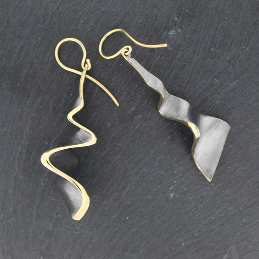 Gold Ripple Drop Earrings