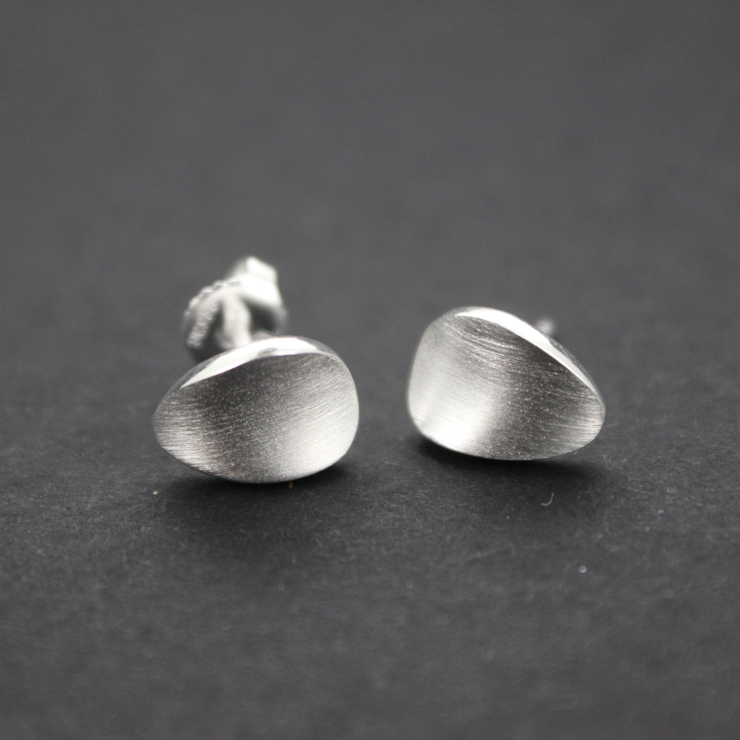 Silver Curved Pebble Studs