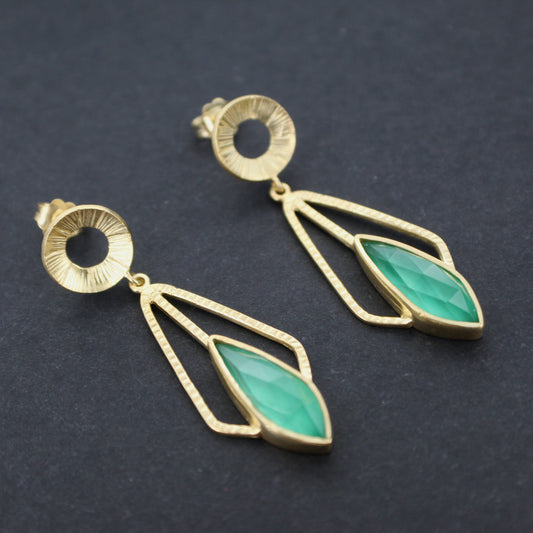 Green Agate Drop Earrings