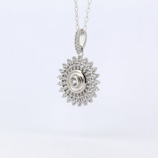 Silver Cubic Zirconia Halo Pendant