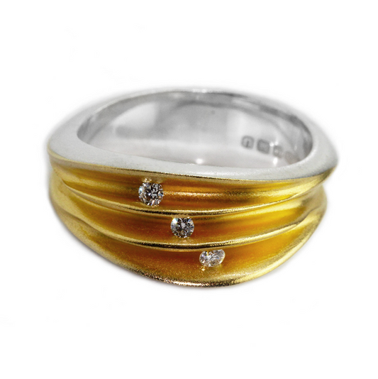 Triple Diamond Shell Ring